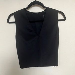 Zara - Black Crop Top with Raw Hem Size S